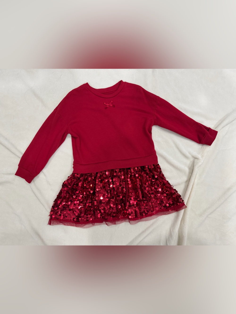wonder nation Red Sequin Skirt Sweatshirt Dress